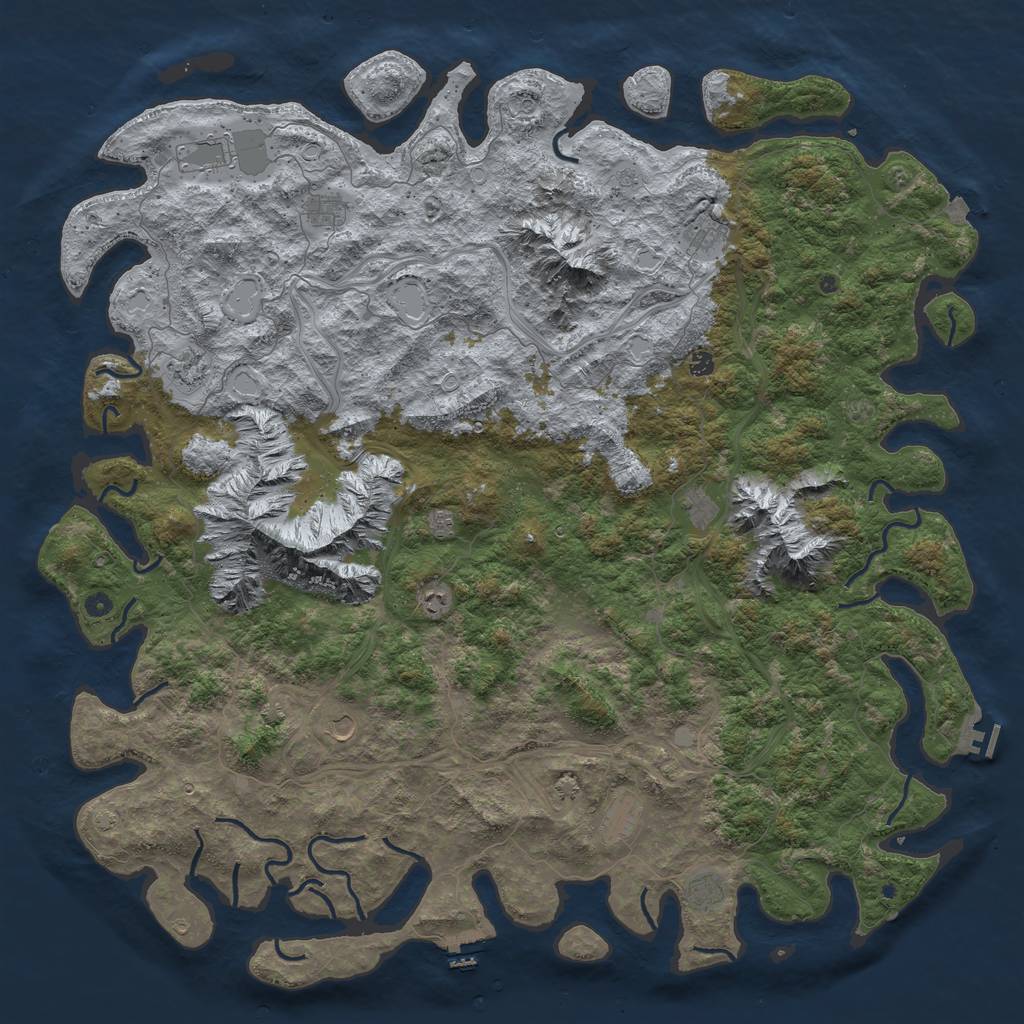 Rust Map: Procedural Map, Size: 6000, Seed: 776434918, 19 Monuments