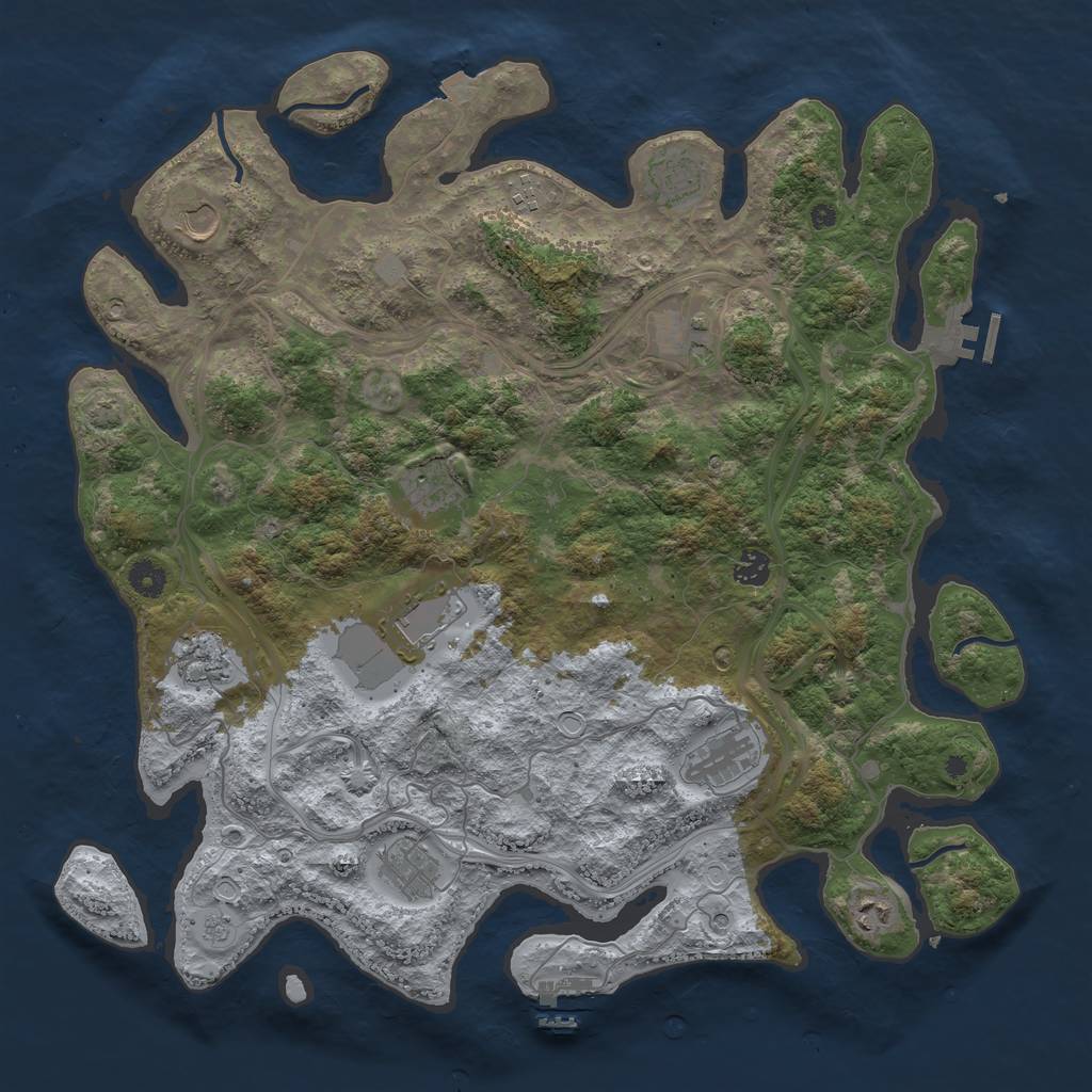 Rust Map: Procedural Map, Size: 4400, Seed: 1732449563, 19 Monuments