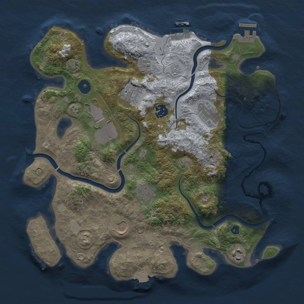Rust Map: Procedural Map, Size: 3500, Seed: 1488999284, 14 Monuments