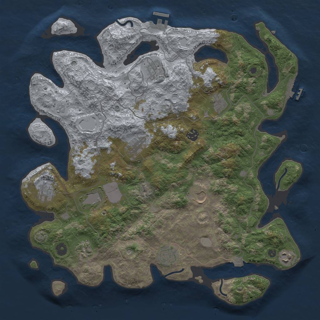 Rust Map: Procedural Map, Size: 4000, Seed: 1968728801, 18 Monuments