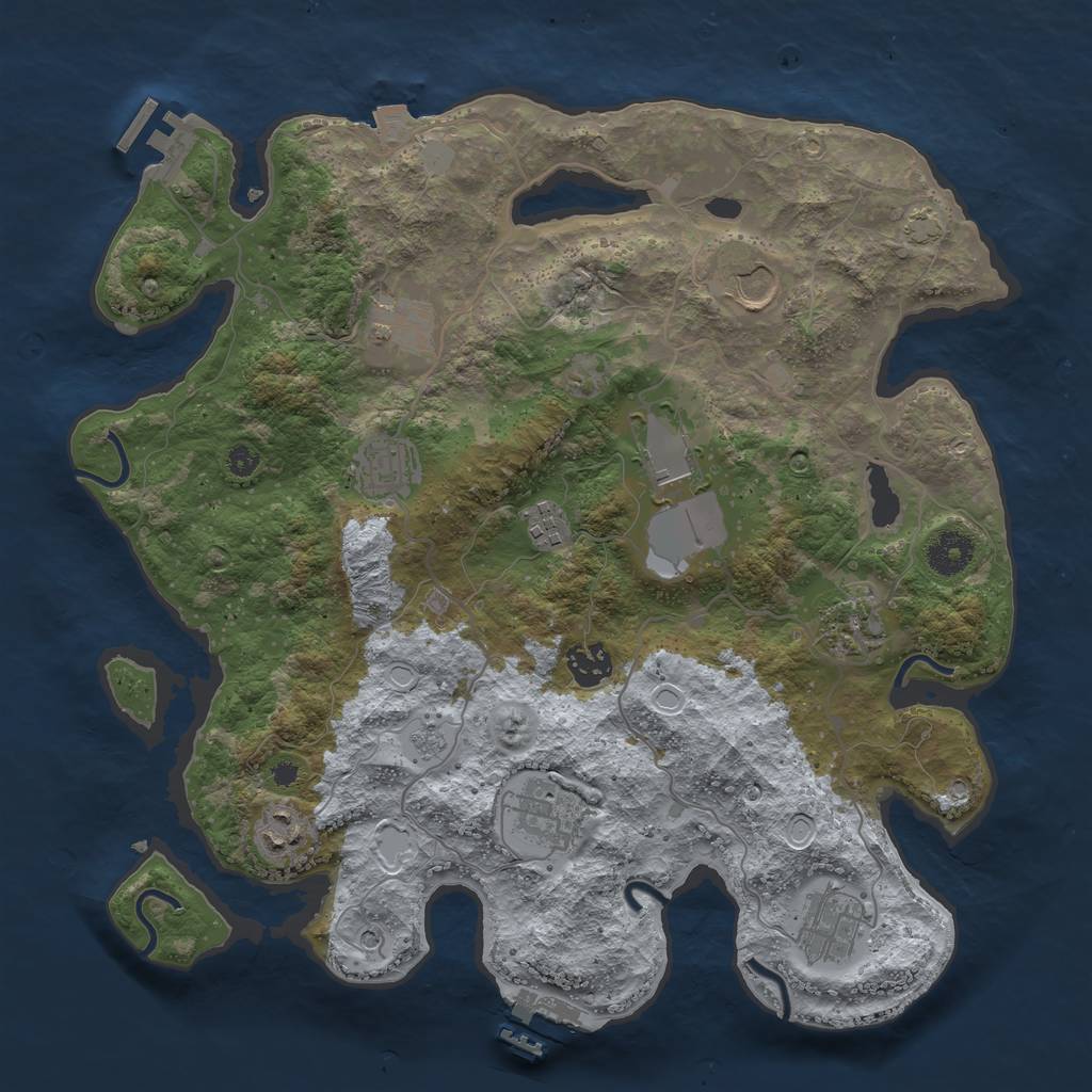 Rust Map: Procedural Map, Size: 3650, Seed: 29764255, 18 Monuments