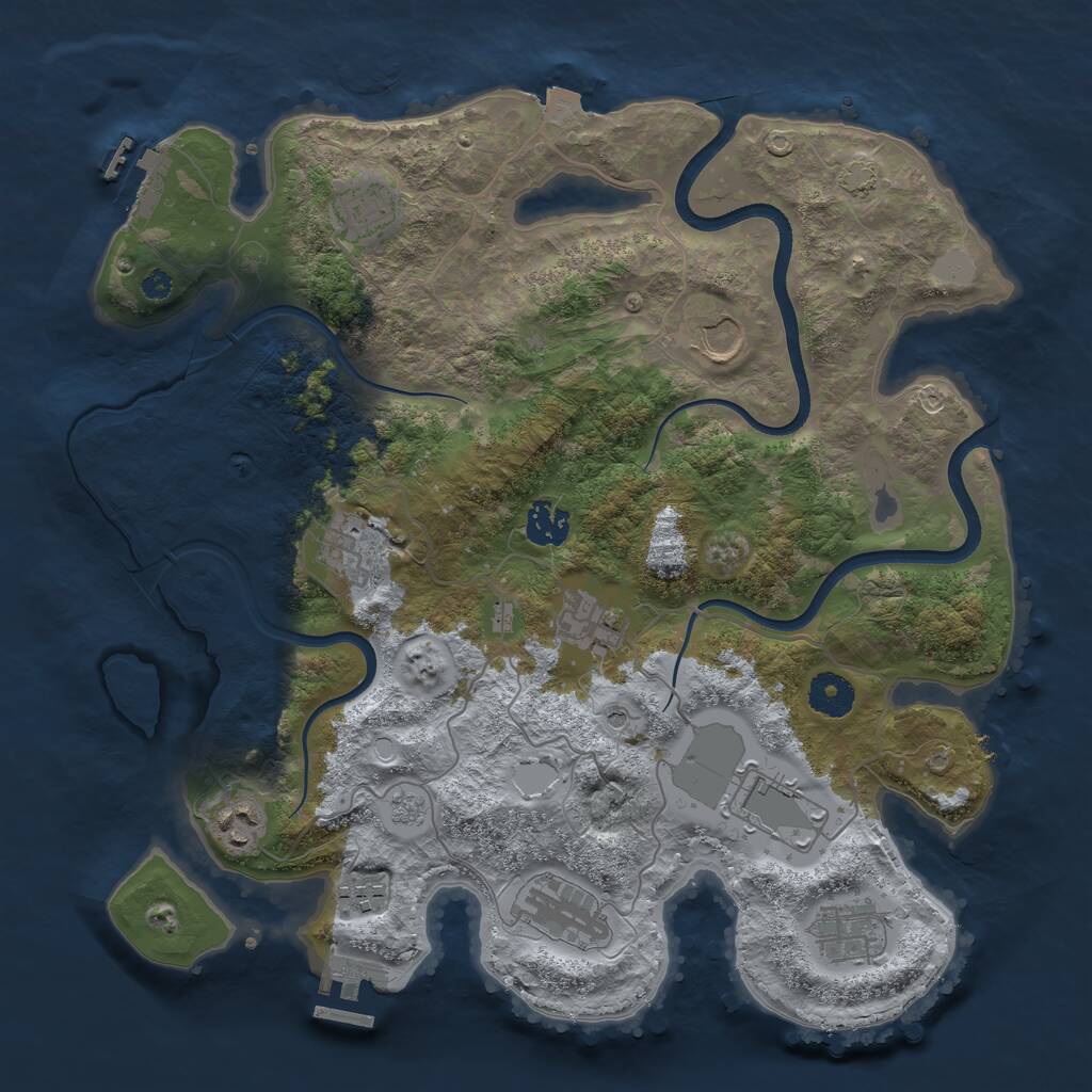 Rust Map: Procedural Map, Size: 3650, Seed: 29764255, 16 Monuments