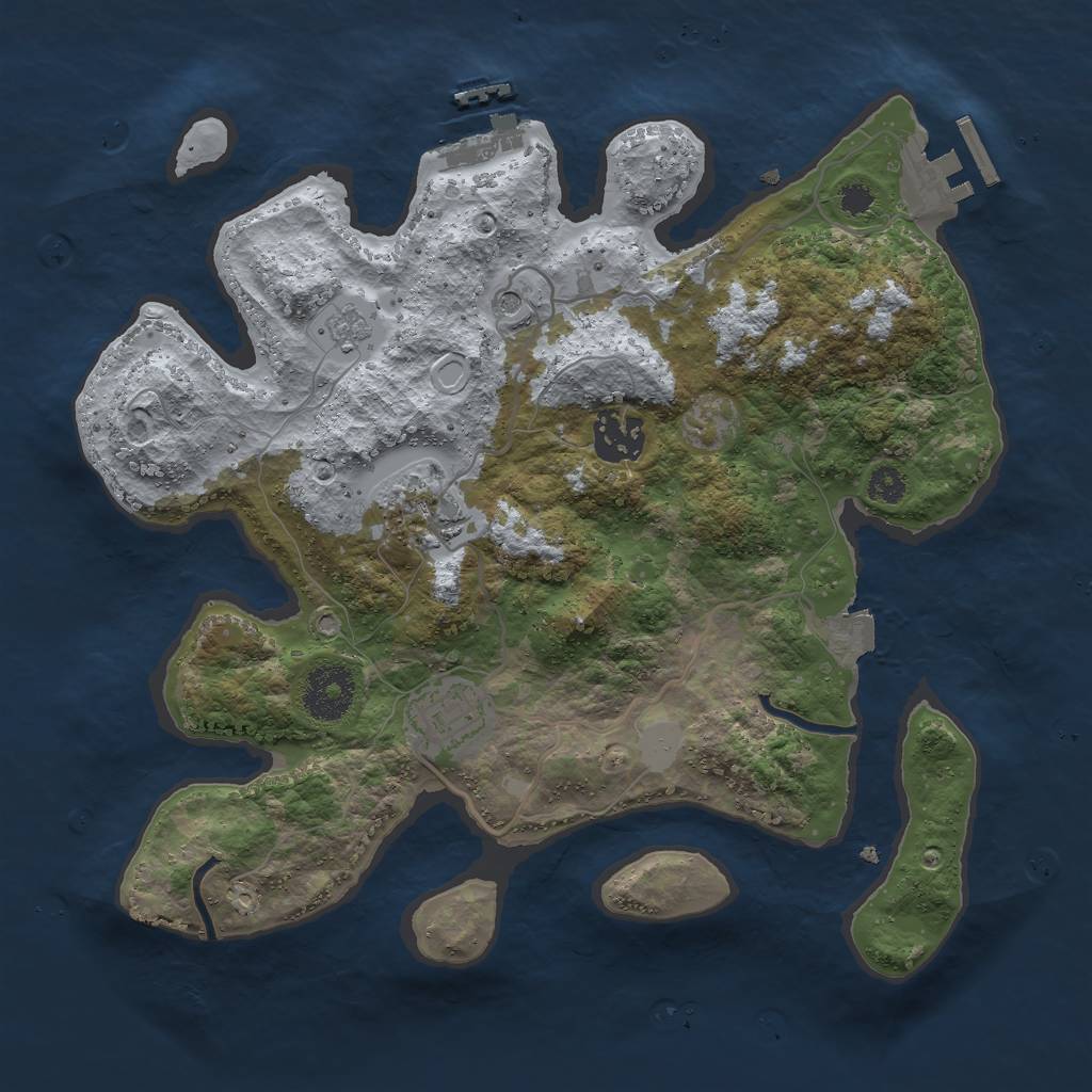 Rust Map: Procedural Map, Size: 3000, Seed: 1691664468, 10 Monuments