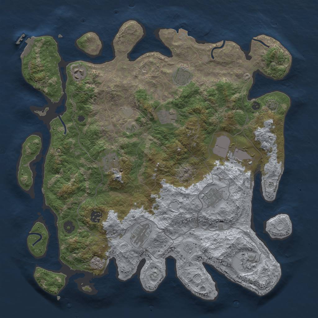 Rust Map: Procedural Map, Size: 4000, Seed: 1408158082, 17 Monuments