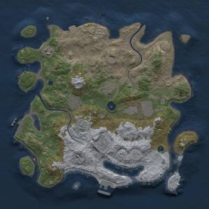 Thumbnail Rust Map: Procedural Map, Size: 3500, Seed: 158483519, 12 Monuments