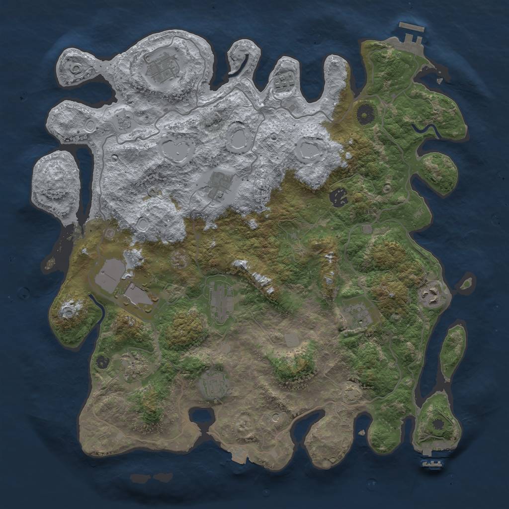 Rust Map: Procedural Map, Size: 4020, Seed: 1363654592, 18 Monuments