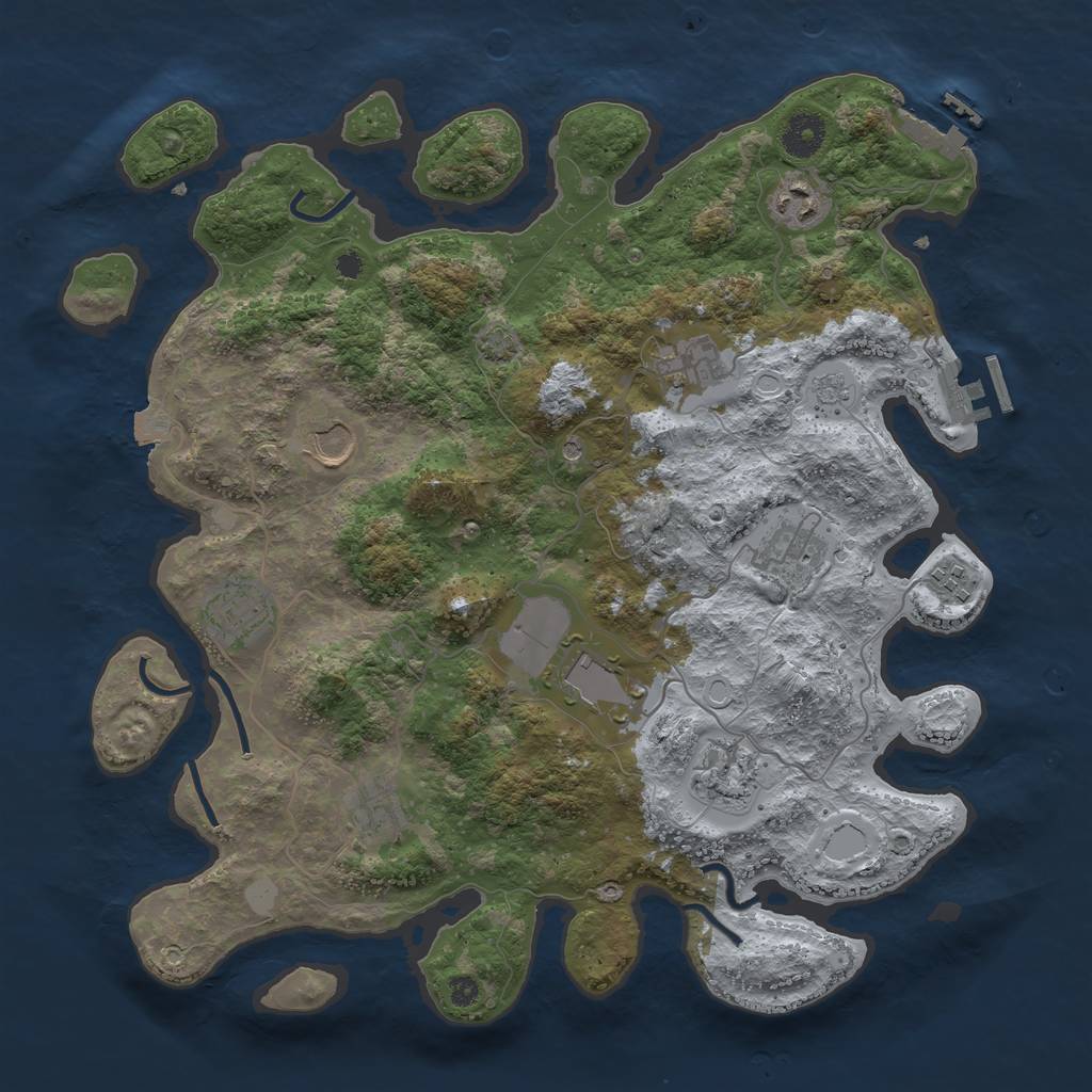 Rust Map: Procedural Map, Size: 3750, Seed: 19989019, 17 Monuments