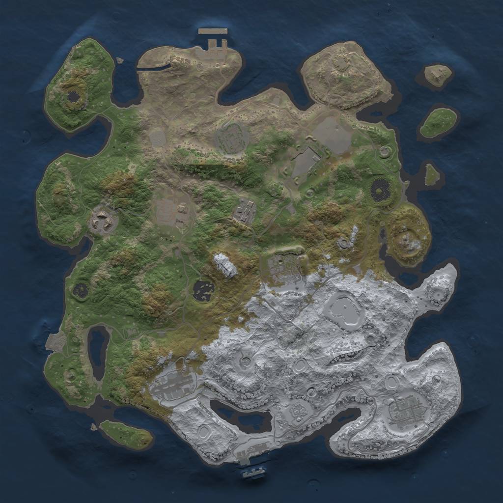 Rust Map: Procedural Map, Size: 3500, Seed: 234598, 17 Monuments