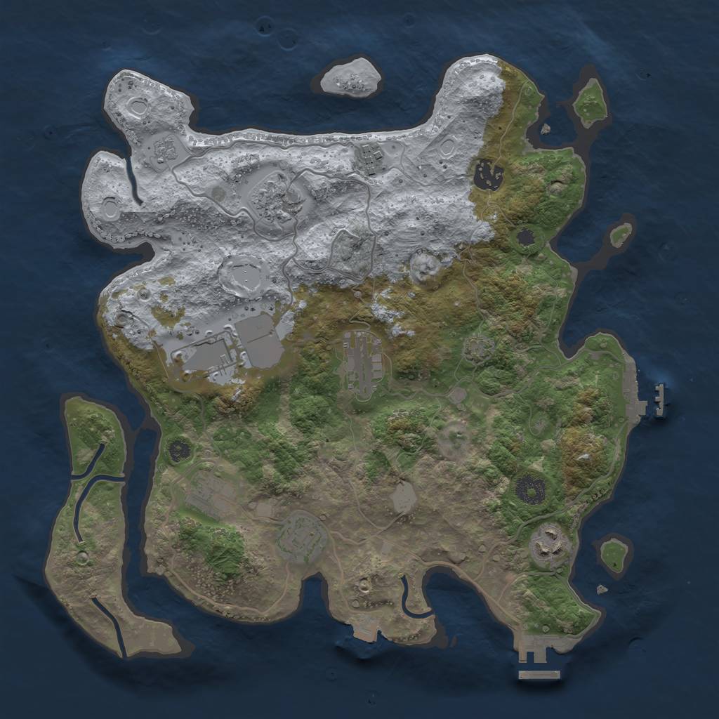 Rust Map: Procedural Map, Size: 3500, Seed: 1683086456, 15 Monuments