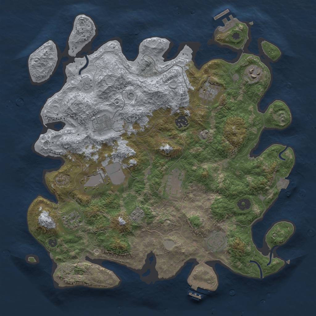 Rust Map: Procedural Map, Size: 3750, Seed: 6753, 17 Monuments