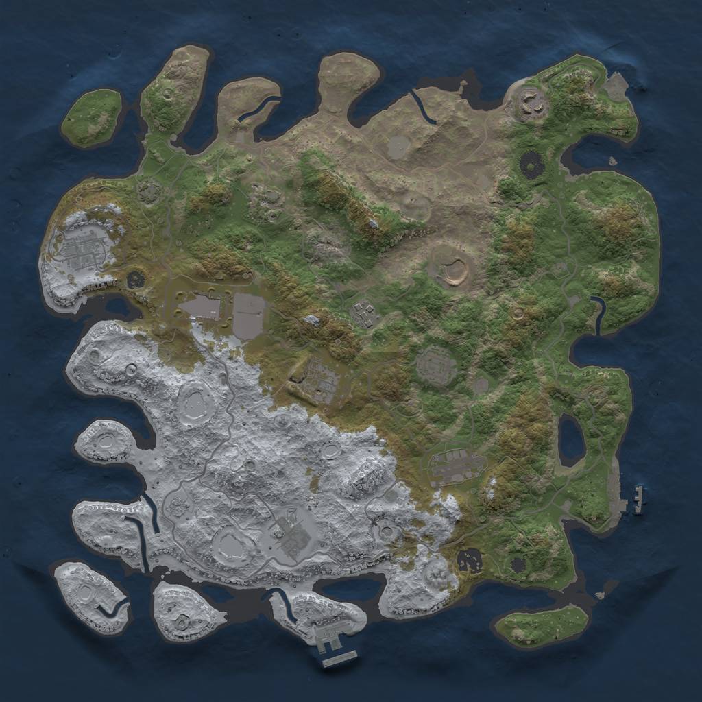Rust Map: Procedural Map, Size: 4000, Seed: 1592, 19 Monuments