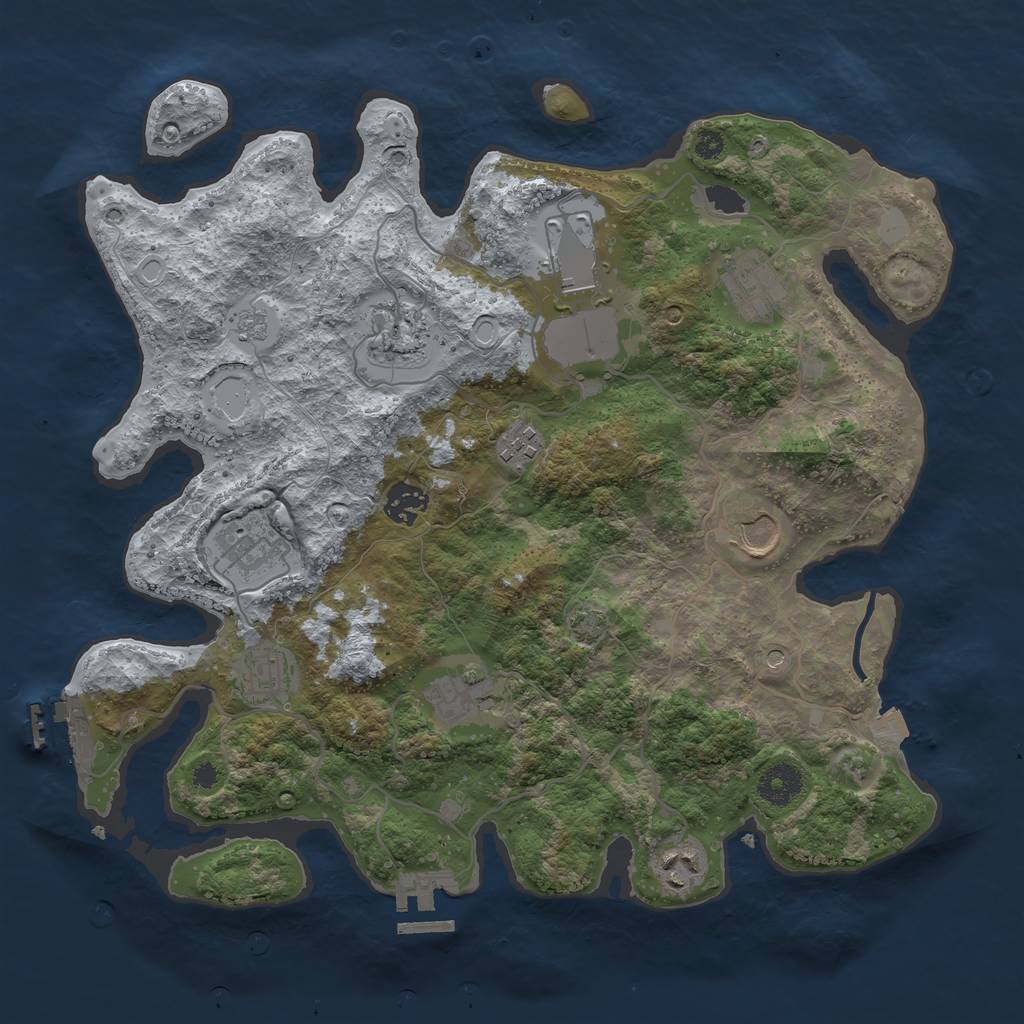 Rust Map: Procedural Map, Size: 3600, Seed: 5166, 18 Monuments