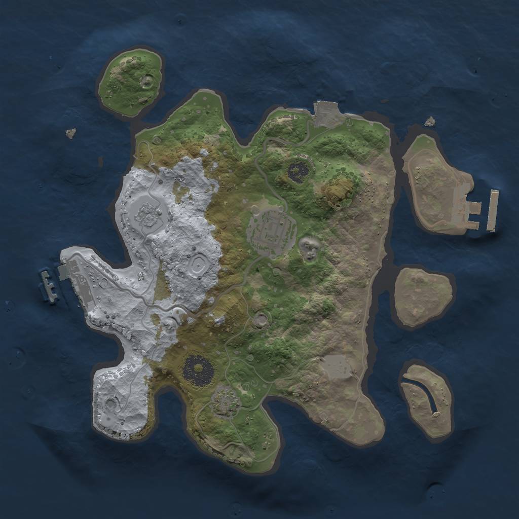 Rust Map: Procedural Map, Size: 2500, Seed: 72544, 8 Monuments