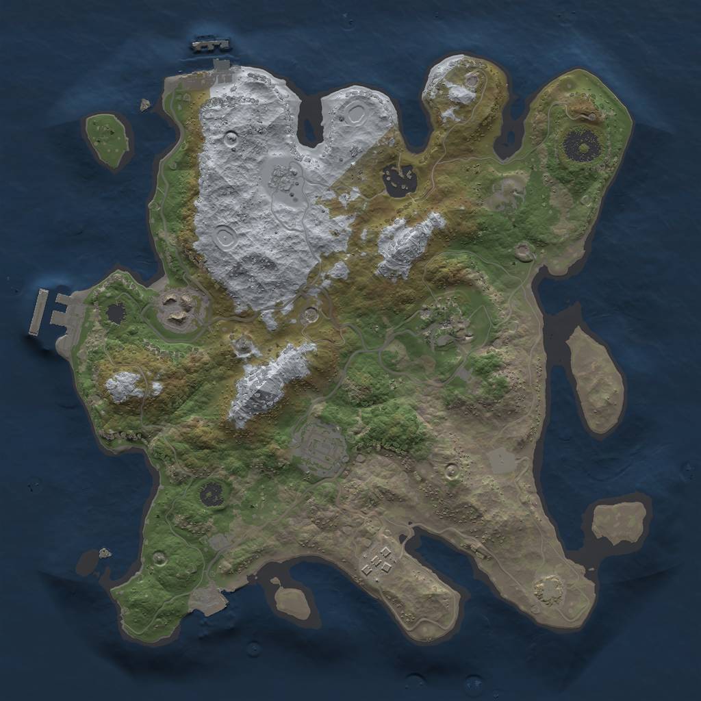 Rust Map: Procedural Map, Size: 3000, Seed: 247198075, 13 Monuments