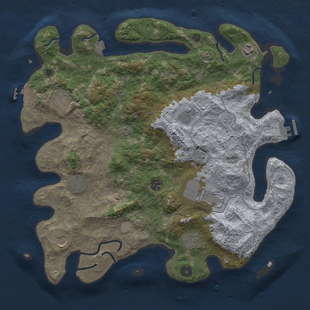 Rust Map: Procedural Map, Size: 4000, Seed: 47784, 17 Monuments