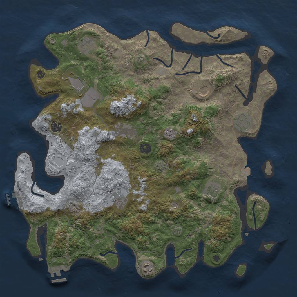 Rust Map: Procedural Map, Size: 4000, Seed: 613918042, 18 Monuments