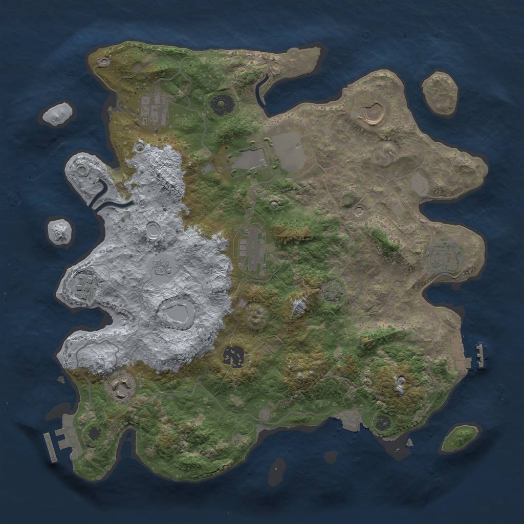 Rust Map: Procedural Map, Size: 3500, Seed: 680444570, 16 Monuments