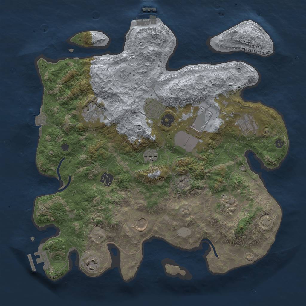 Rust Map: Procedural Map, Size: 3500, Seed: 142754, 16 Monuments