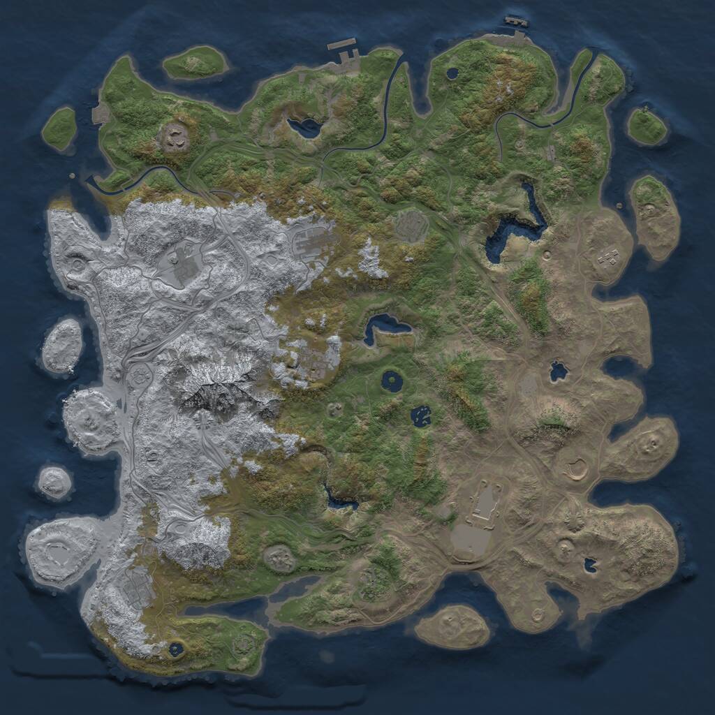 Rust Map: Procedural Map, Size: 5000, Seed: 2331, 17 Monuments