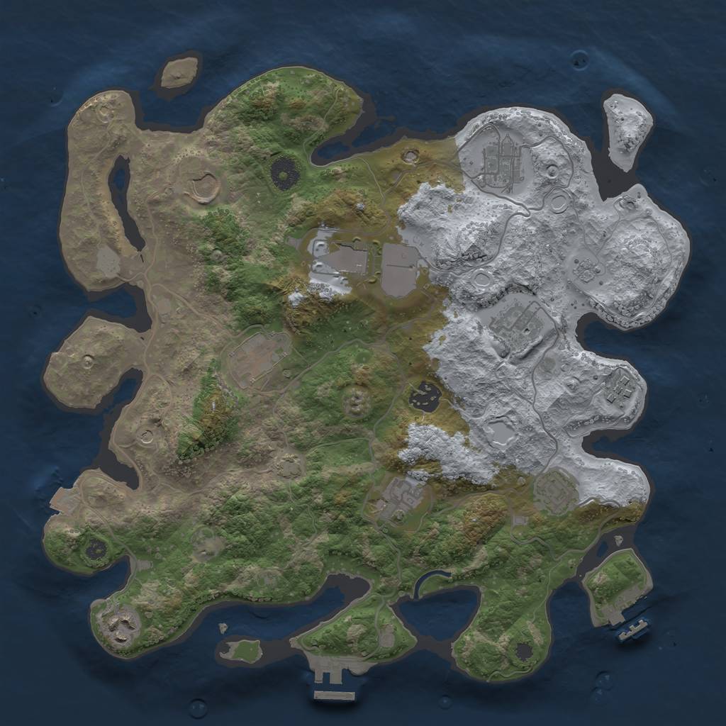 Rust Map: Procedural Map, Size: 3600, Seed: 23936288, 18 Monuments