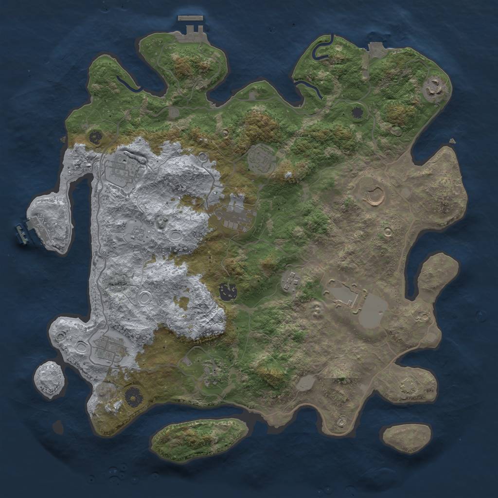 Rust Map: Procedural Map, Size: 4000, Seed: 1971709017, 18 Monuments