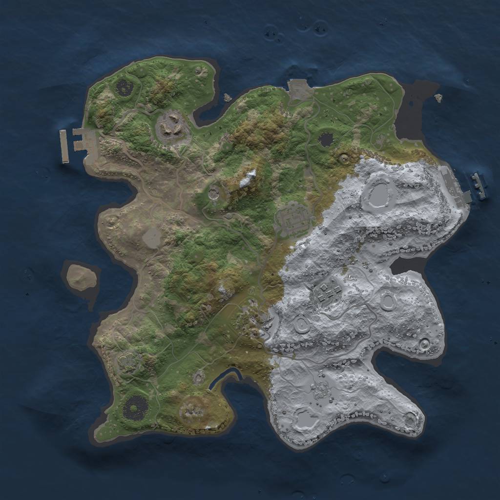 Rust Map: Procedural Map, Size: 3000, Seed: 18395, 12 Monuments