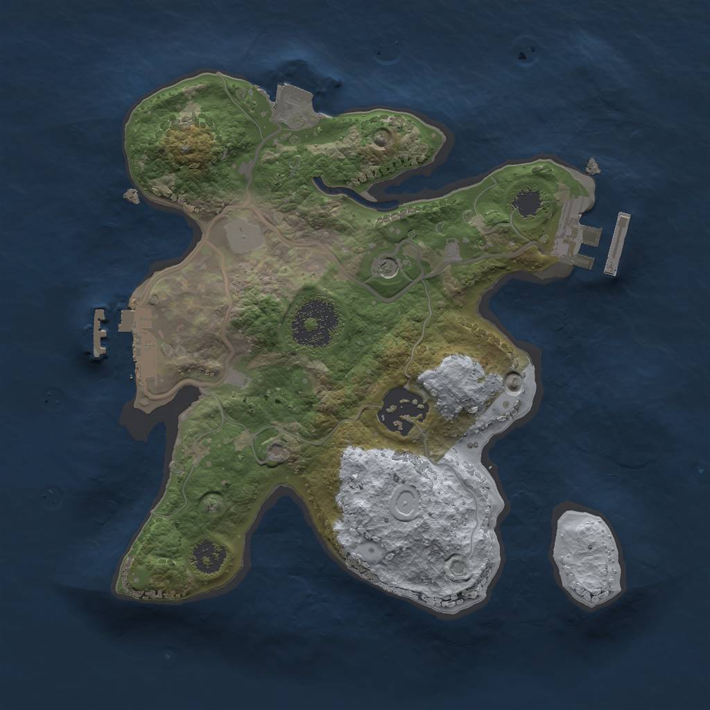 Rust Map: Procedural Map, Size: 2250, Seed: 2542605, 7 Monuments
