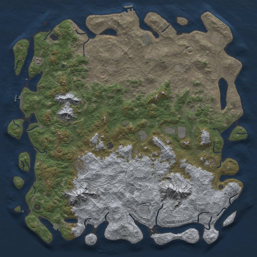 Rust Map: Procedural Map, Size: 6000, Seed: 58006953, 19 Monuments