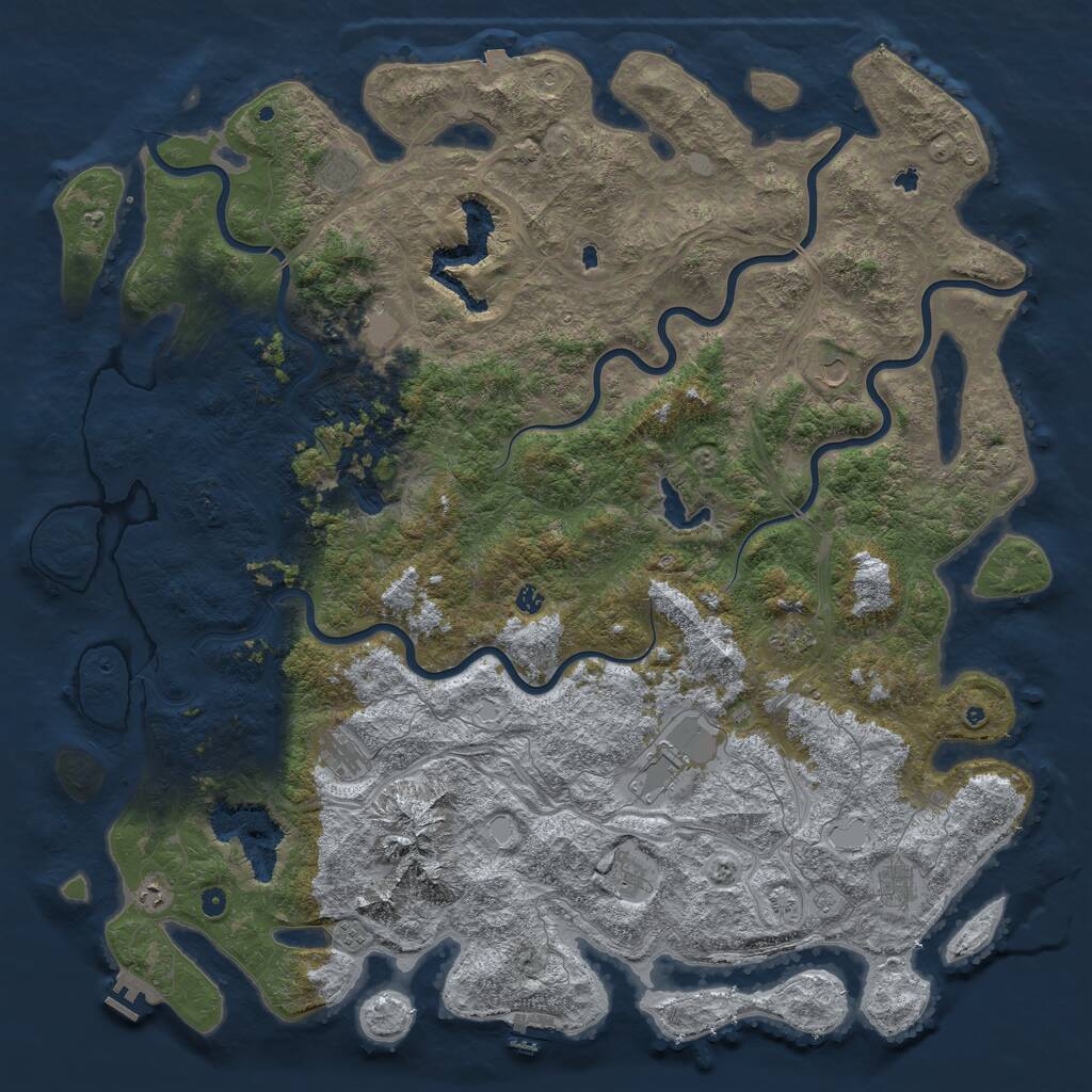 Rust Map: Procedural Map, Size: 6000, Seed: 58006953, 17 Monuments