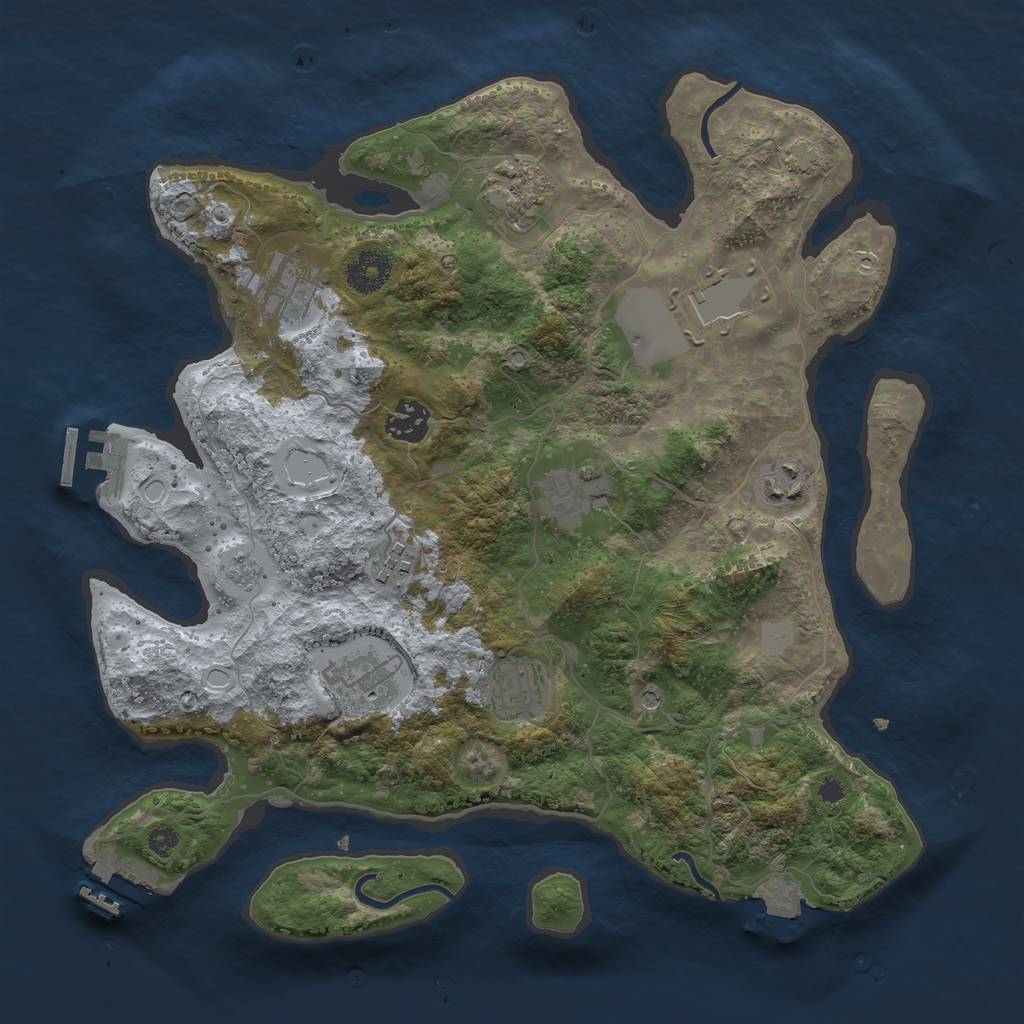 Rust Map: Procedural Map, Size: 3500, Seed: 2119827413, 17 Monuments