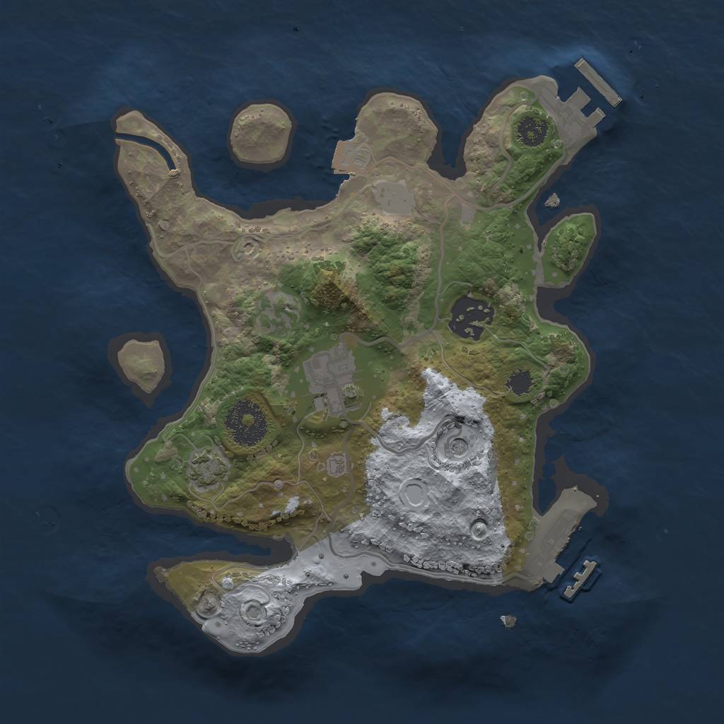 Rust Map: Procedural Map, Size: 2500, Seed: 413343212, 9 Monuments