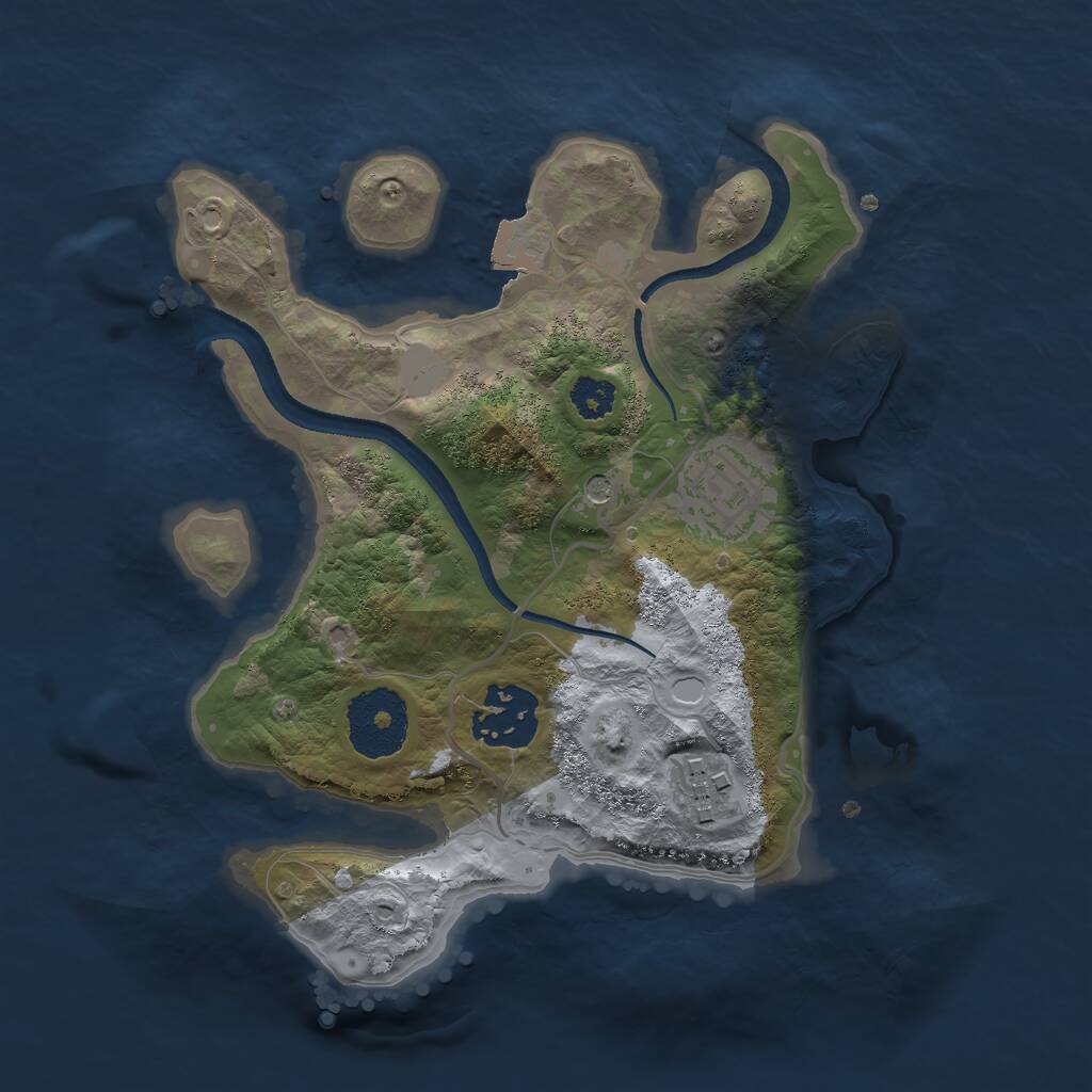 Rust Map: Procedural Map, Size: 2500, Seed: 413343212, 5 Monuments