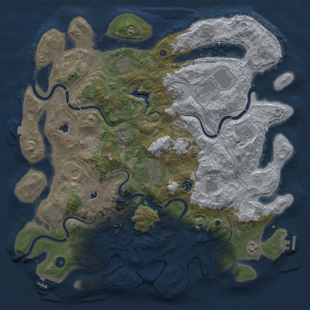 Rust Map: Procedural Map, Size: 4500, Seed: 23936288, 17 Monuments