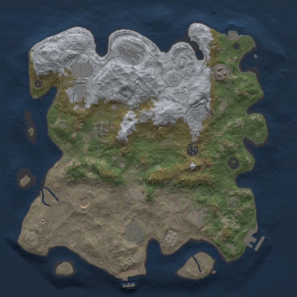 Rust Map: Procedural Map, Size: 3750, Seed: 1296288731, 18 Monuments