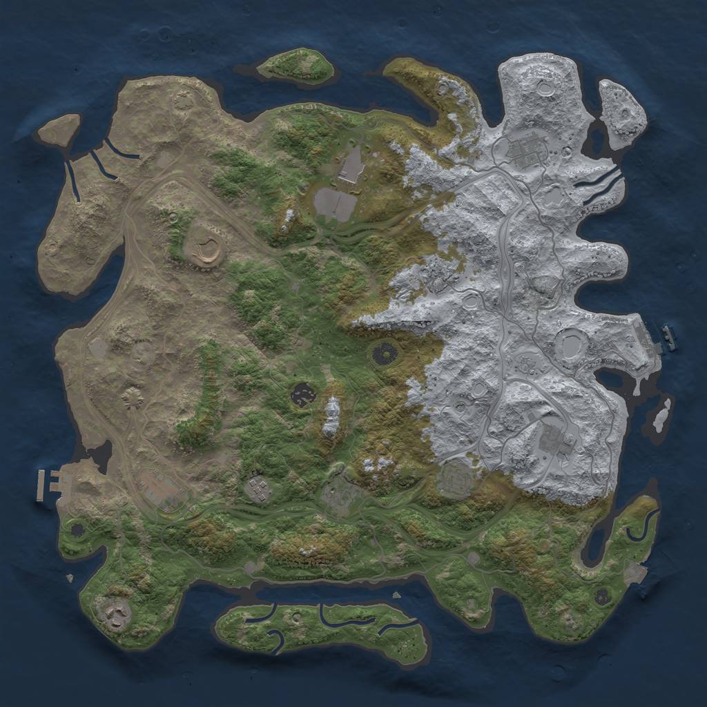 Rust Map: Procedural Map, Size: 4500, Seed: 144443906, 19 Monuments