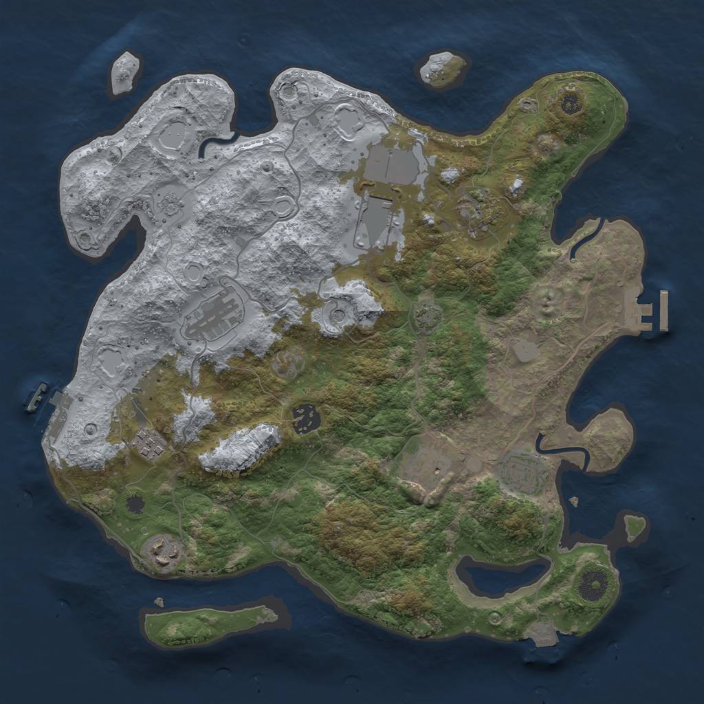 Rust Map: Procedural Map, Size: 3500, Seed: 300806094, 16 Monuments