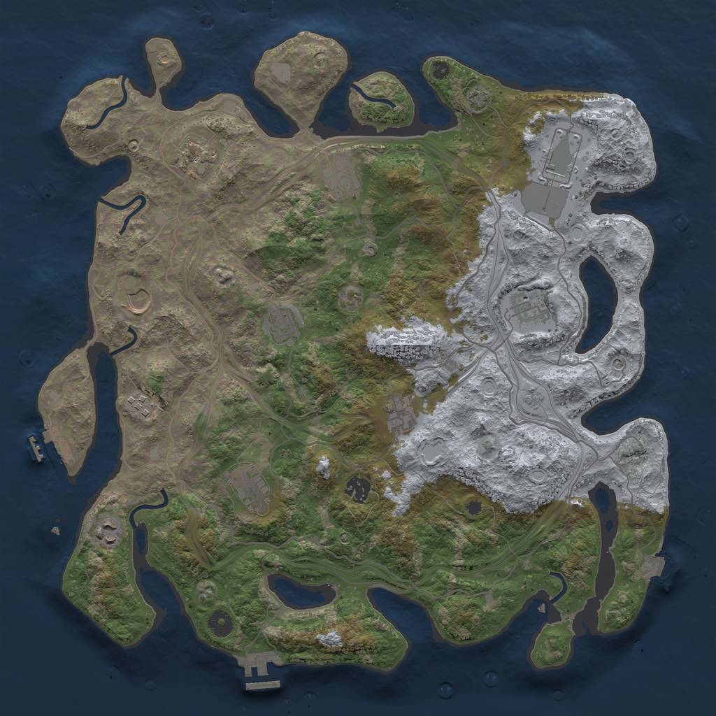 Rust Map: Procedural Map, Size: 4250, Seed: 733811778, 19 Monuments