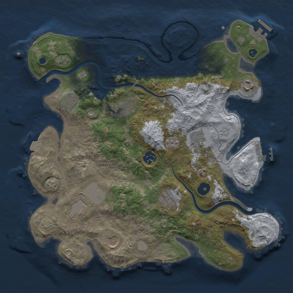 Rust Map: Procedural Map, Size: 3550, Seed: 18740339, 15 Monuments