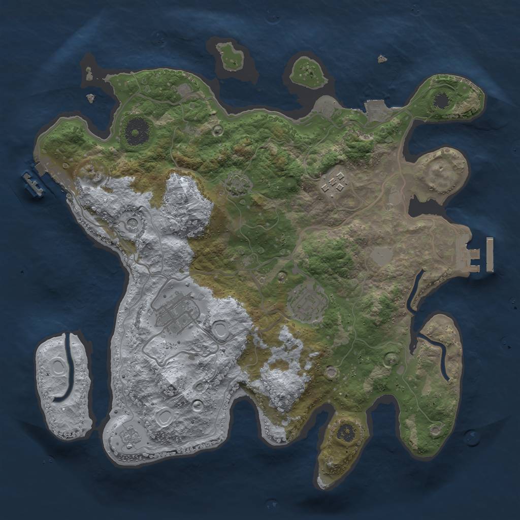 Rust Map: Procedural Map, Size: 3000, Seed: 955755408, 11 Monuments