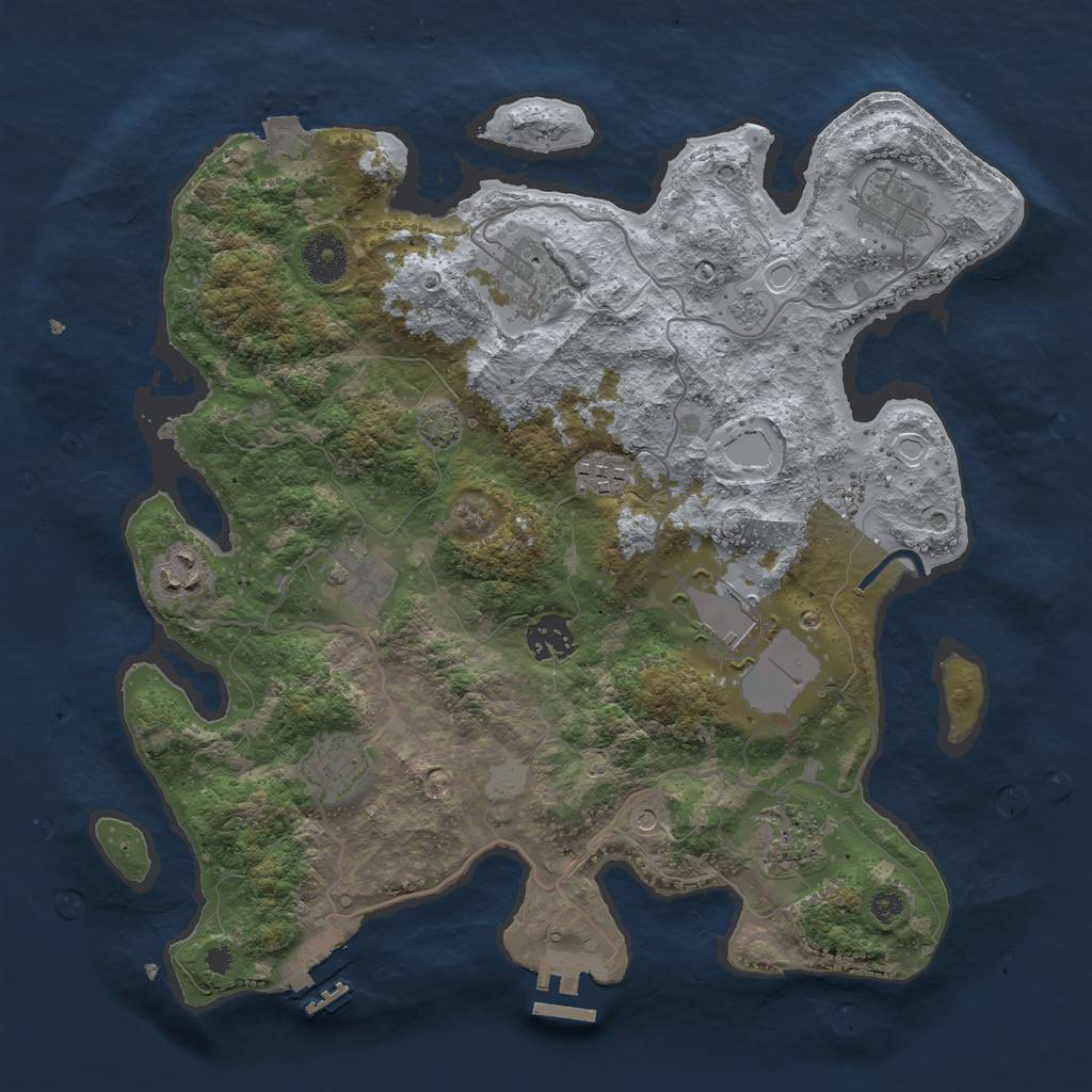 Rust Map: Procedural Map, Size: 3500, Seed: 258457, 17 Monuments