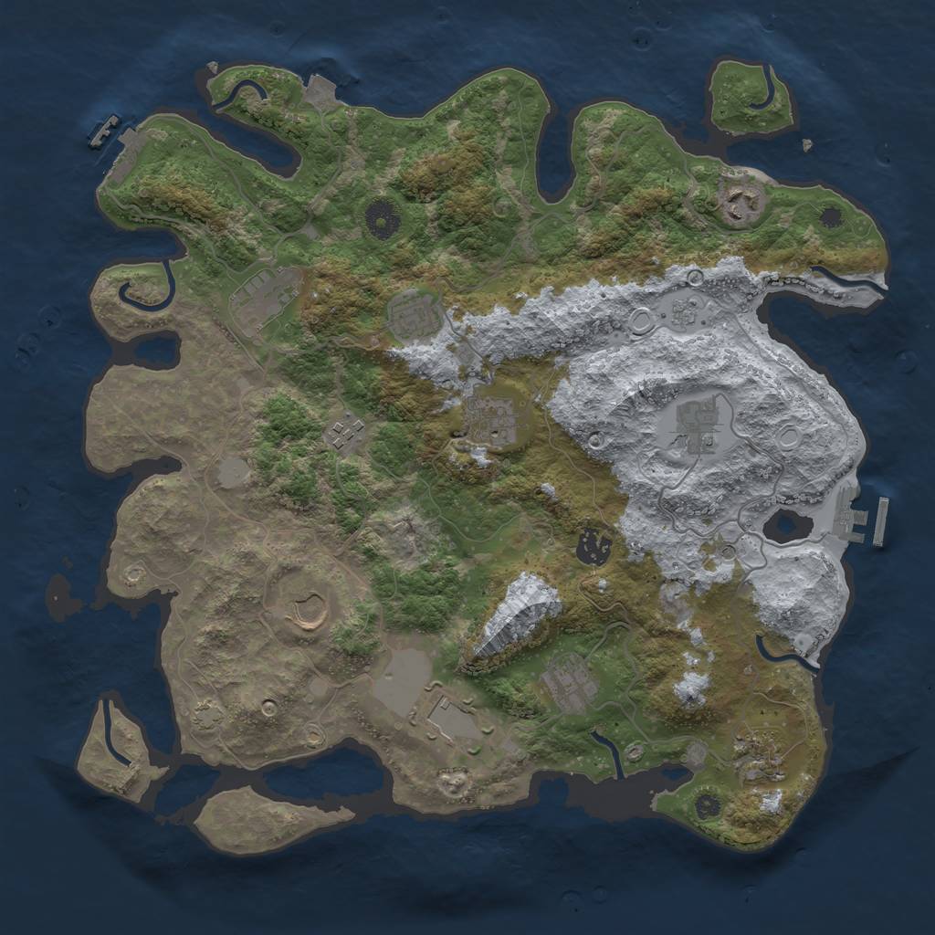 Rust Map: Procedural Map, Size: 3875, Seed: 1883774884, 19 Monuments