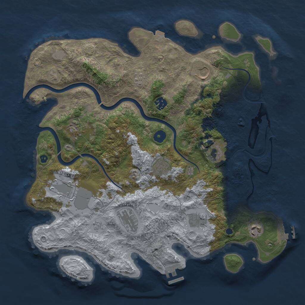 Rust Map: Procedural Map, Size: 3800, Seed: 66199861, 16 Monuments