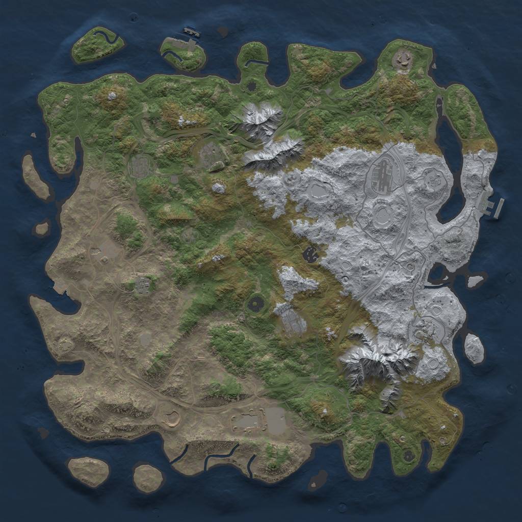 Rust Map: Procedural Map, Size: 5000, Seed: 1873593386, 19 Monuments