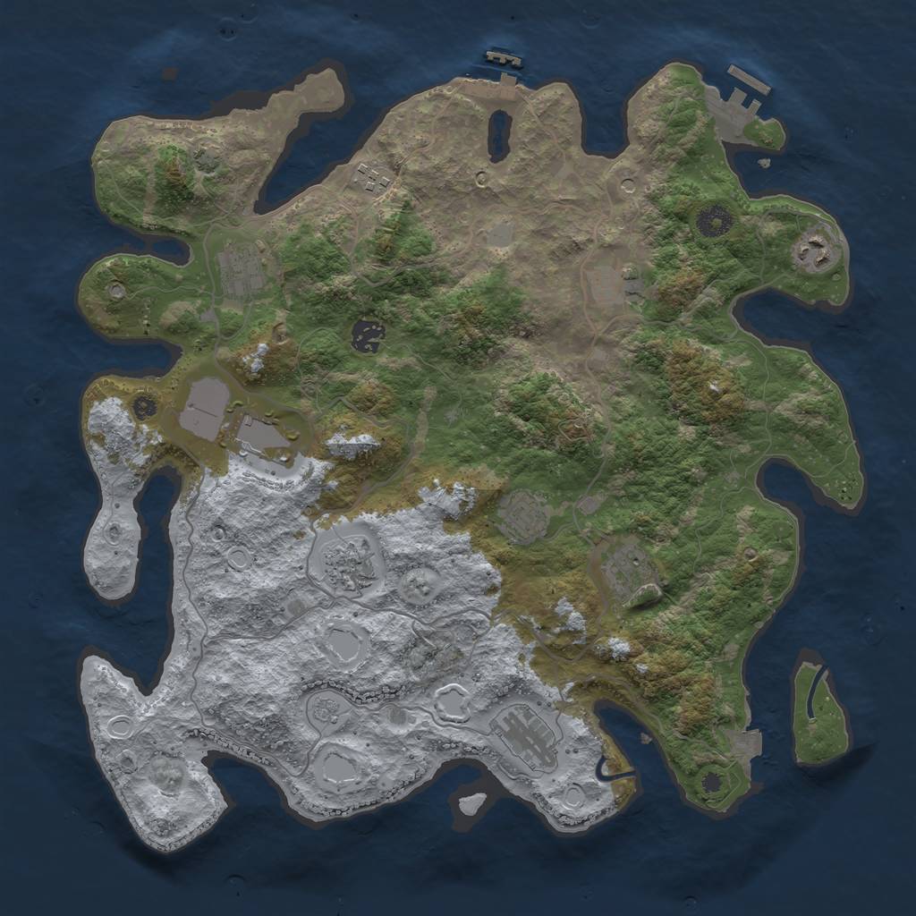 Rust Map: Procedural Map, Size: 4000, Seed: 542719766, 18 Monuments
