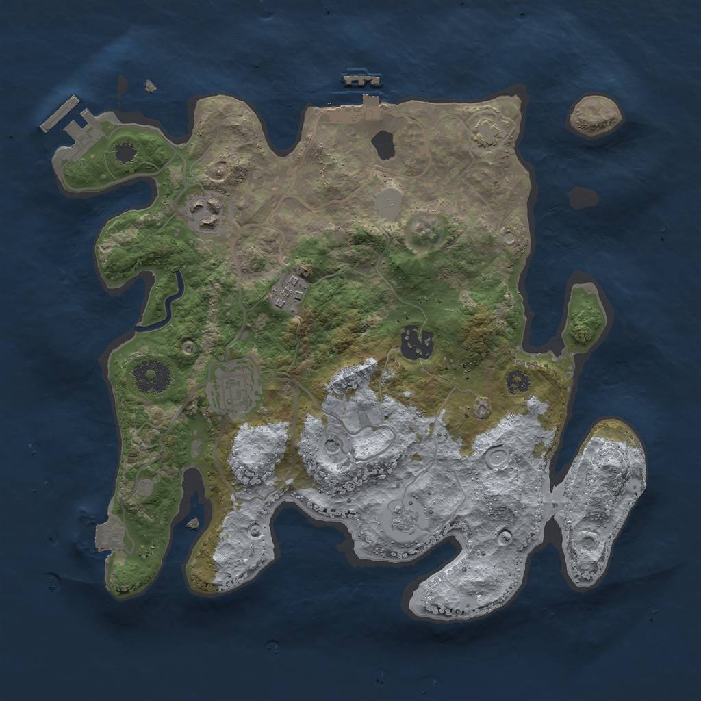 Rust Map: Procedural Map, Size: 3000, Seed: 19883, 12 Monuments