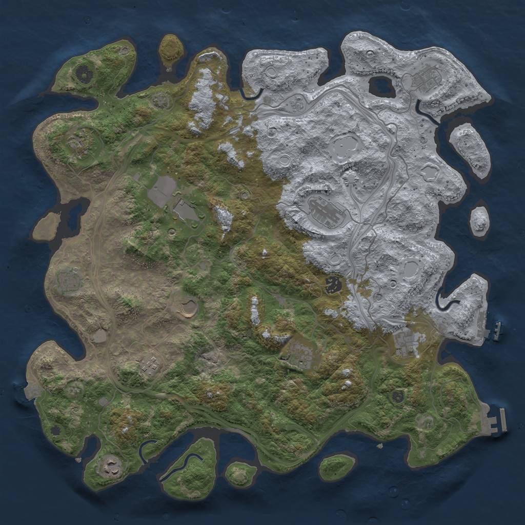 Rust Map: Procedural Map, Size: 4500, Seed: 1244345820, 19 Monuments