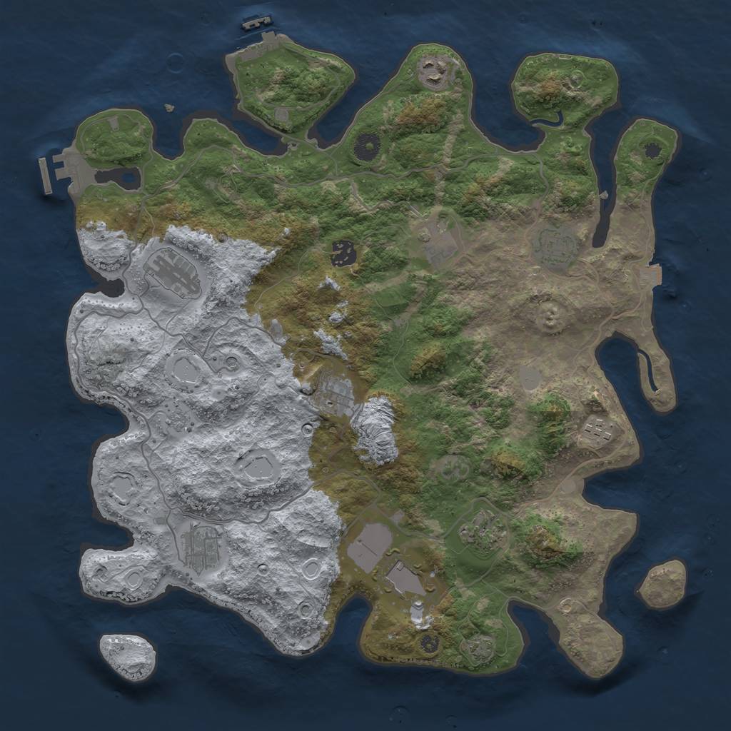 Rust Map: Procedural Map, Size: 4000, Seed: 992640963, 18 Monuments