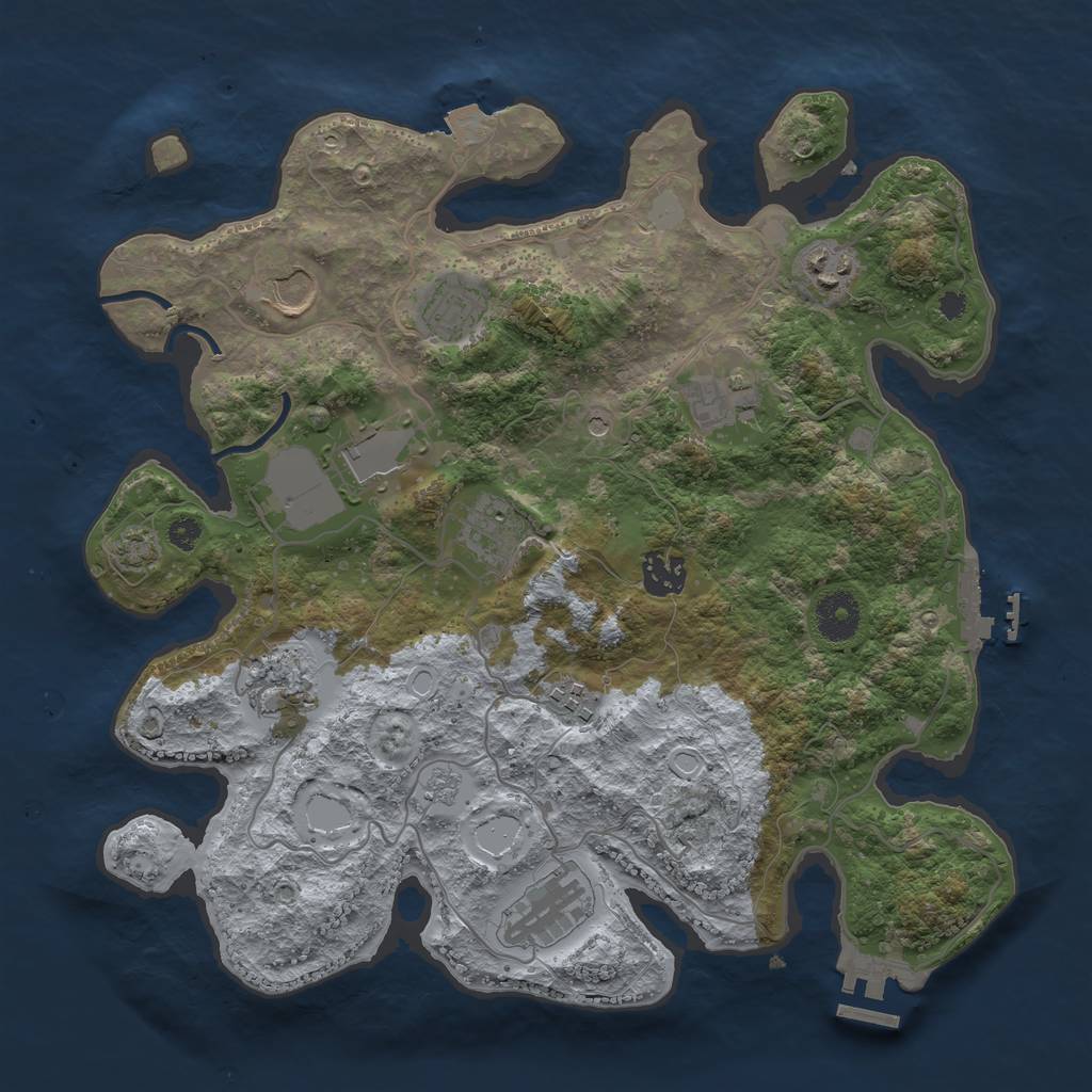 Rust Map: Procedural Map, Size: 3500, Seed: 878859377, 18 Monuments