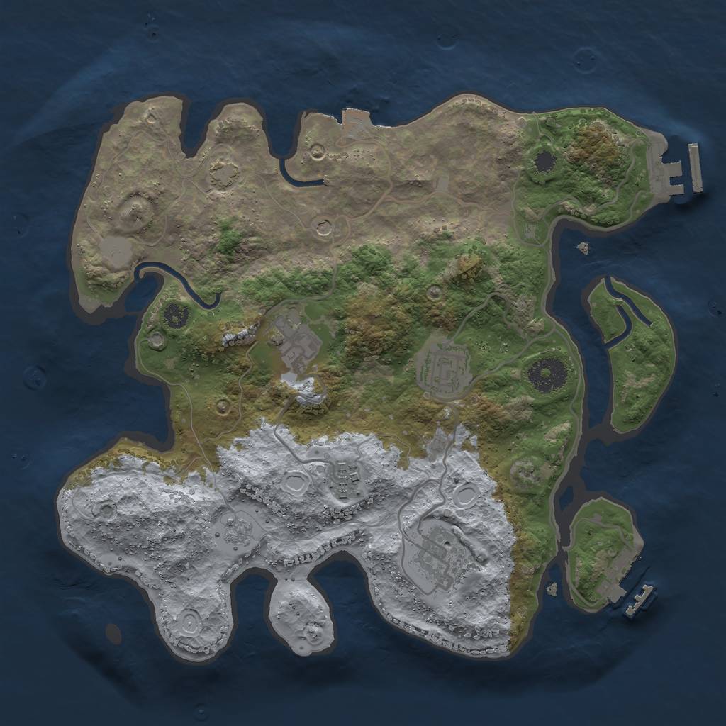 Rust Map: Procedural Map, Size: 3000, Seed: 16651, 12 Monuments