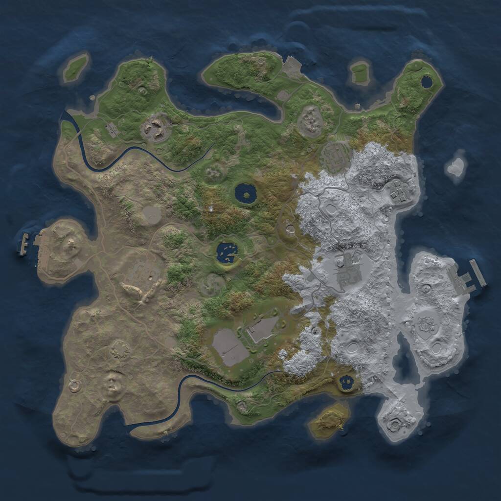 Rust Map: Procedural Map, Size: 3500, Seed: 1678990298, 13 Monuments